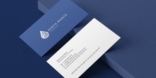 Mockup of Santa Marta Life Sciences' Business cards front and back
